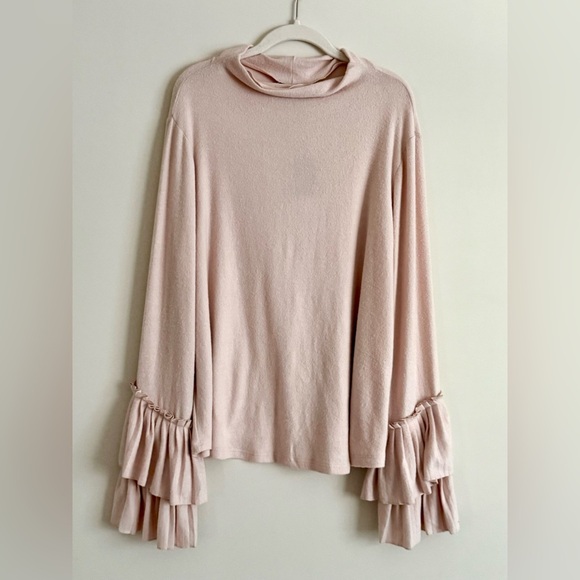 Bobeau Mock Neck Sweater Long Sleeve Ruffled Cuffs - Size 1X - NWT - Picture 2 of 12
